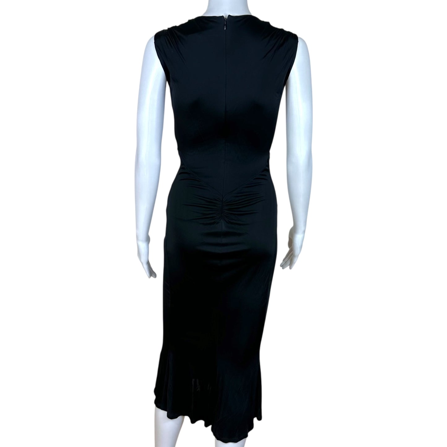 Roberto Cavalli Black Silk Knit Horn Embellished Midi Dress