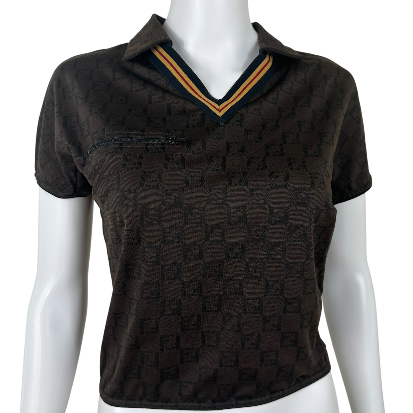 Fendi Brown Zucchino Monogram Crop Polo