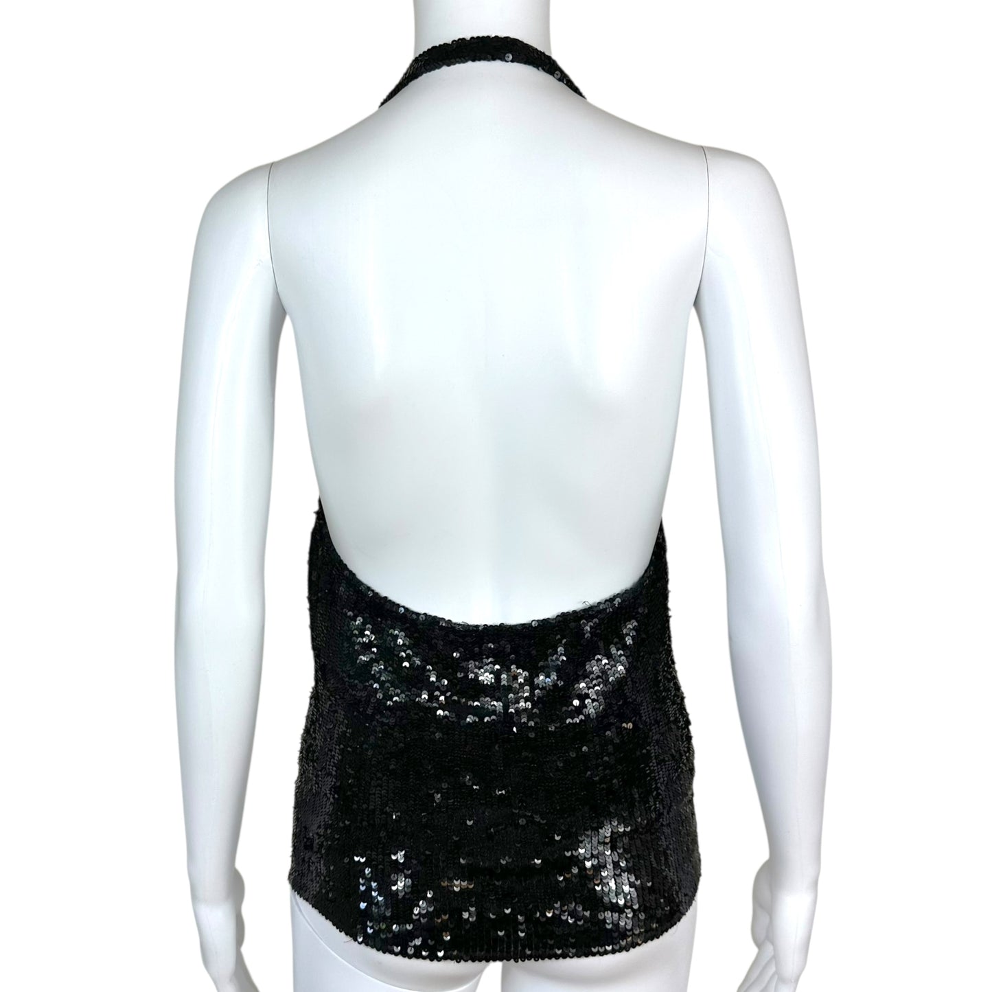 Donna Karan Signature 90's Black Sequin & Cashmere Halter Top