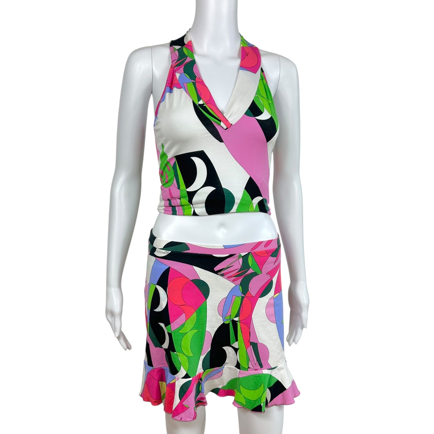 Emilio Pucci Multicolor Printed Mini Skirt & Tank Top Set