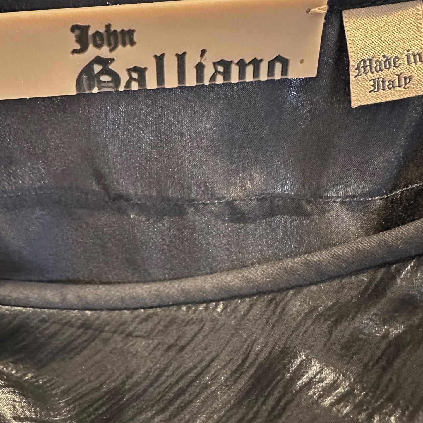 John Galliano Black Tiered Silk Midi Skirt