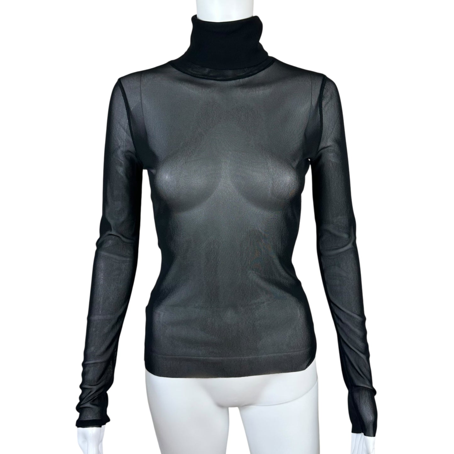 Jean Paul Gaultier Black Mesh Turtleneck Top