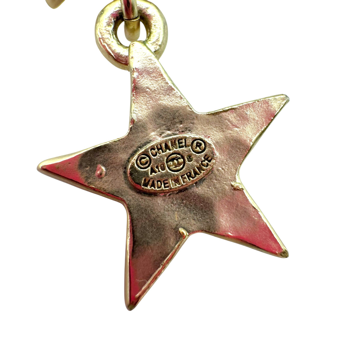 Chanel Silver Dangly CC Logo Star Earrings