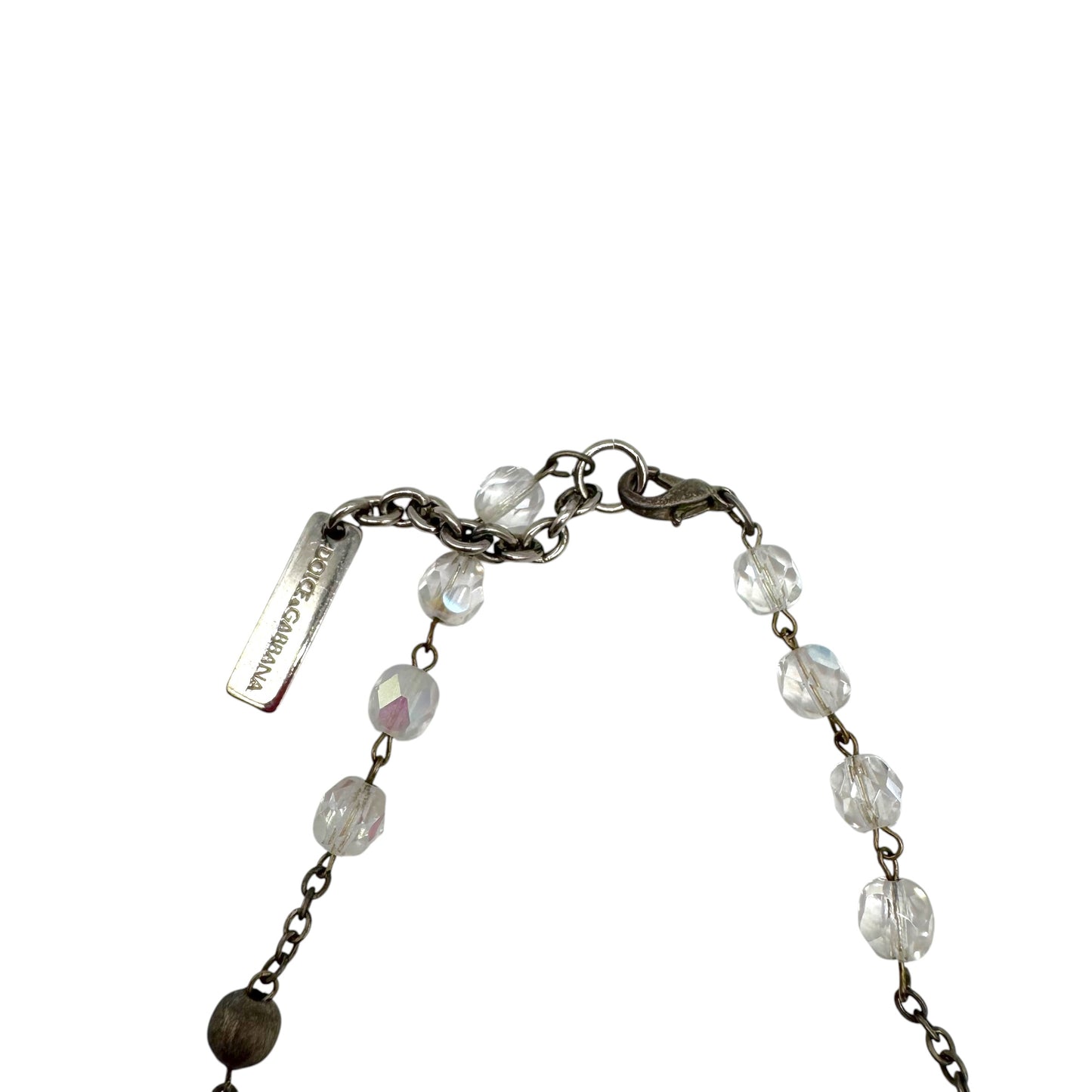 Dolce & Gabbana Sterling Silver & Iridescent Bead Rosary Necklace