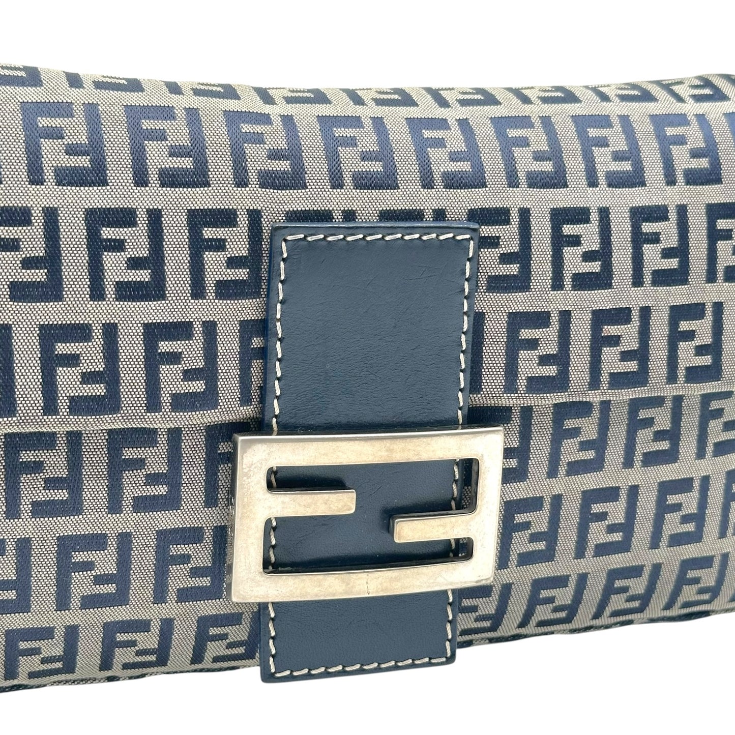 Fendi Navy Blue Zucchino Monogram Baguette Bag