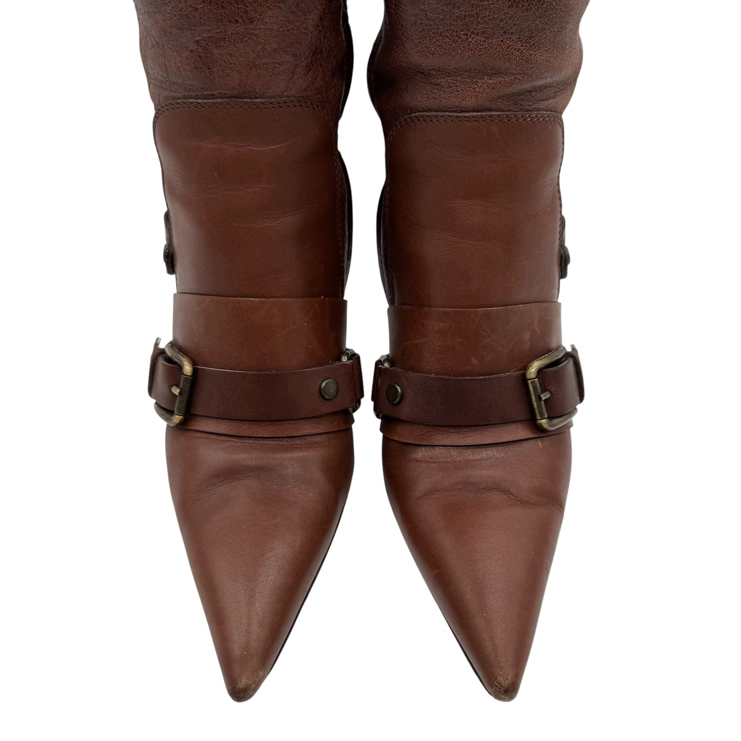 Dolce & Gabbana Brown Leather Pointed Toe Boots