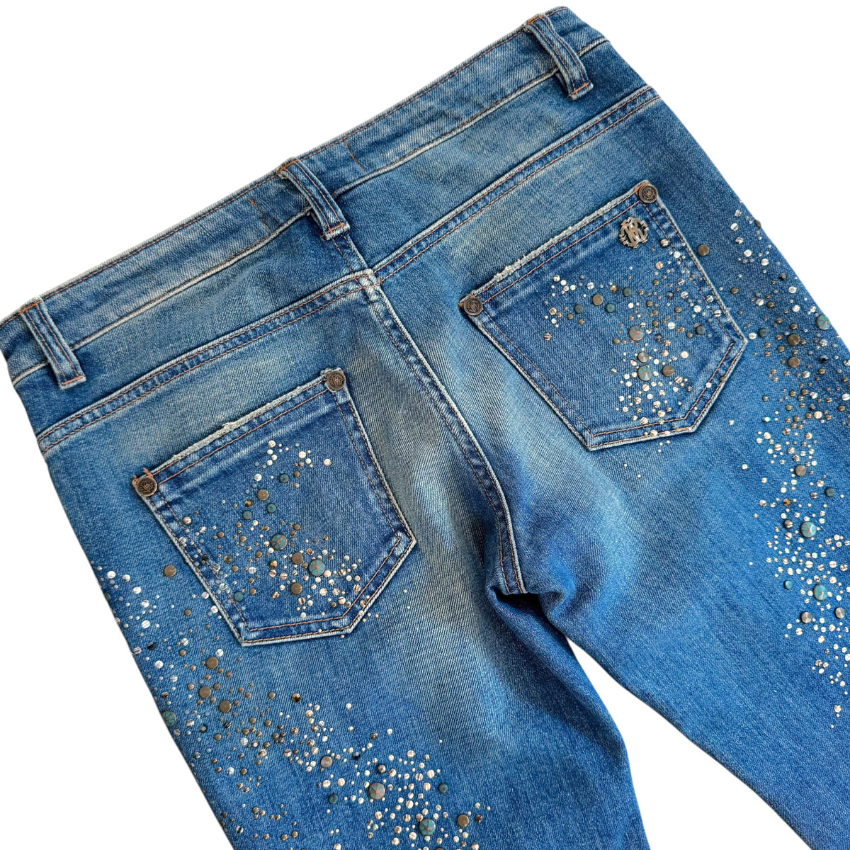 Roberto Cavalli Bootcut Jeans Blue Denim Studded
