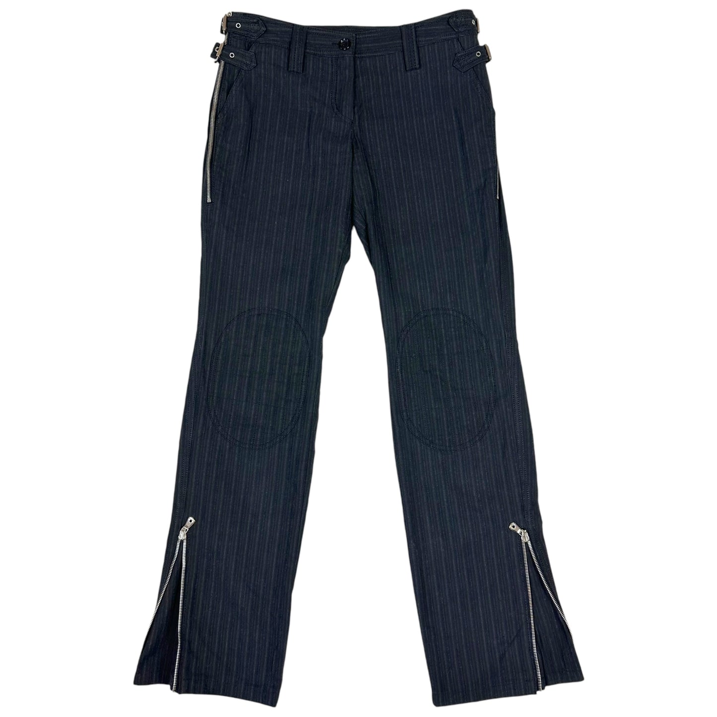 Dolce & Gabbana Black Striped Low Rise Buckle & Zip Pants