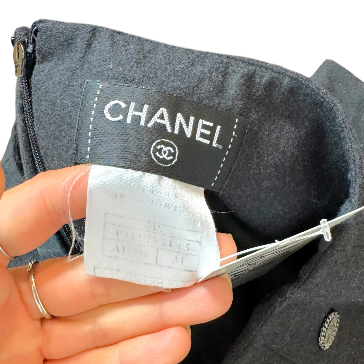 Chanel Autumn 2008 Gray Wool Ruched Front Midi Skirt