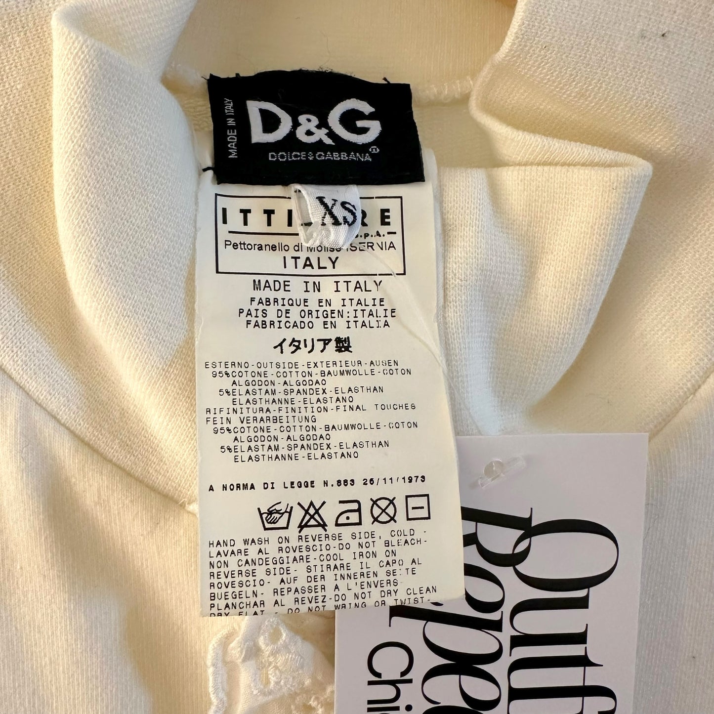 D&G Dolce & Gabbana White Scalloped Eyelet Trim Sweatshirt