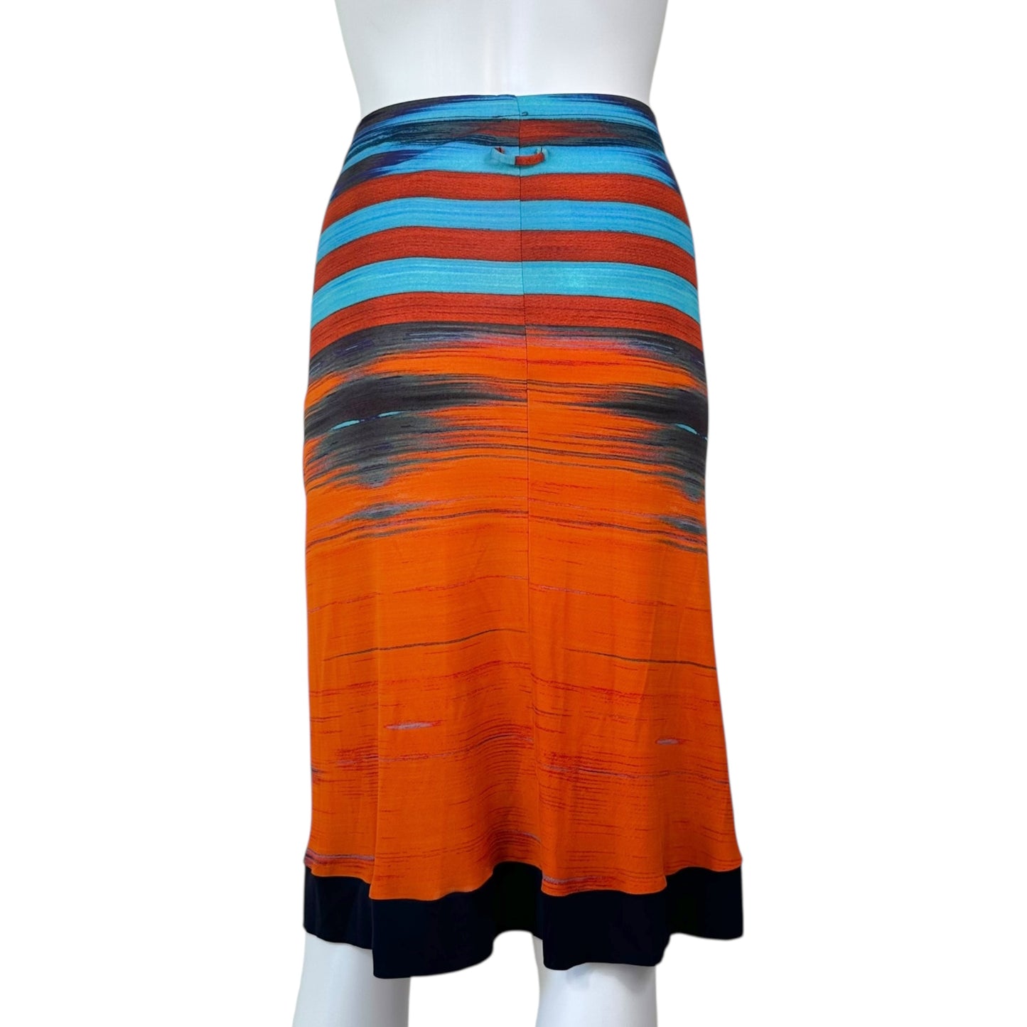 Jean Paul Gaultier Soleil Orange & Blue Patterned Midi Skirt