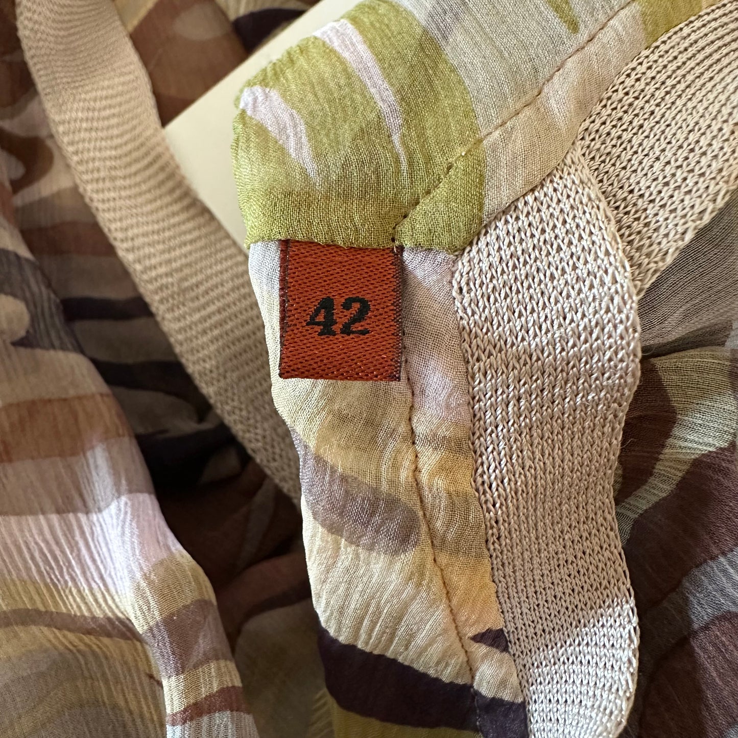 Missoni Silk Camo Print Ruched Puff Sleeve Blouse