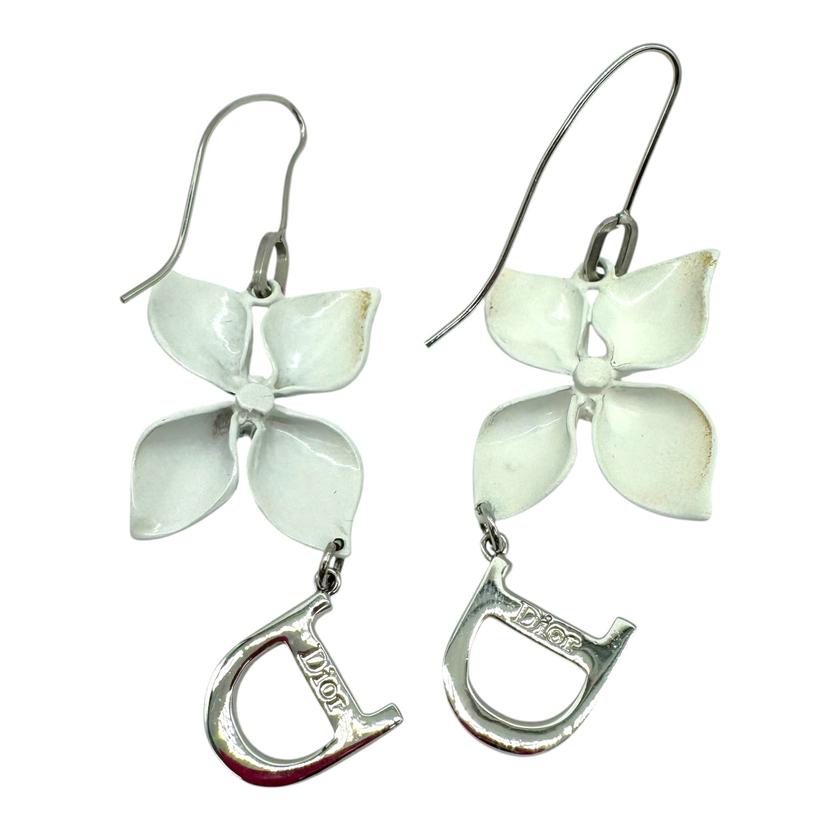 Christian Dior Flower Crystal Logo Earrings