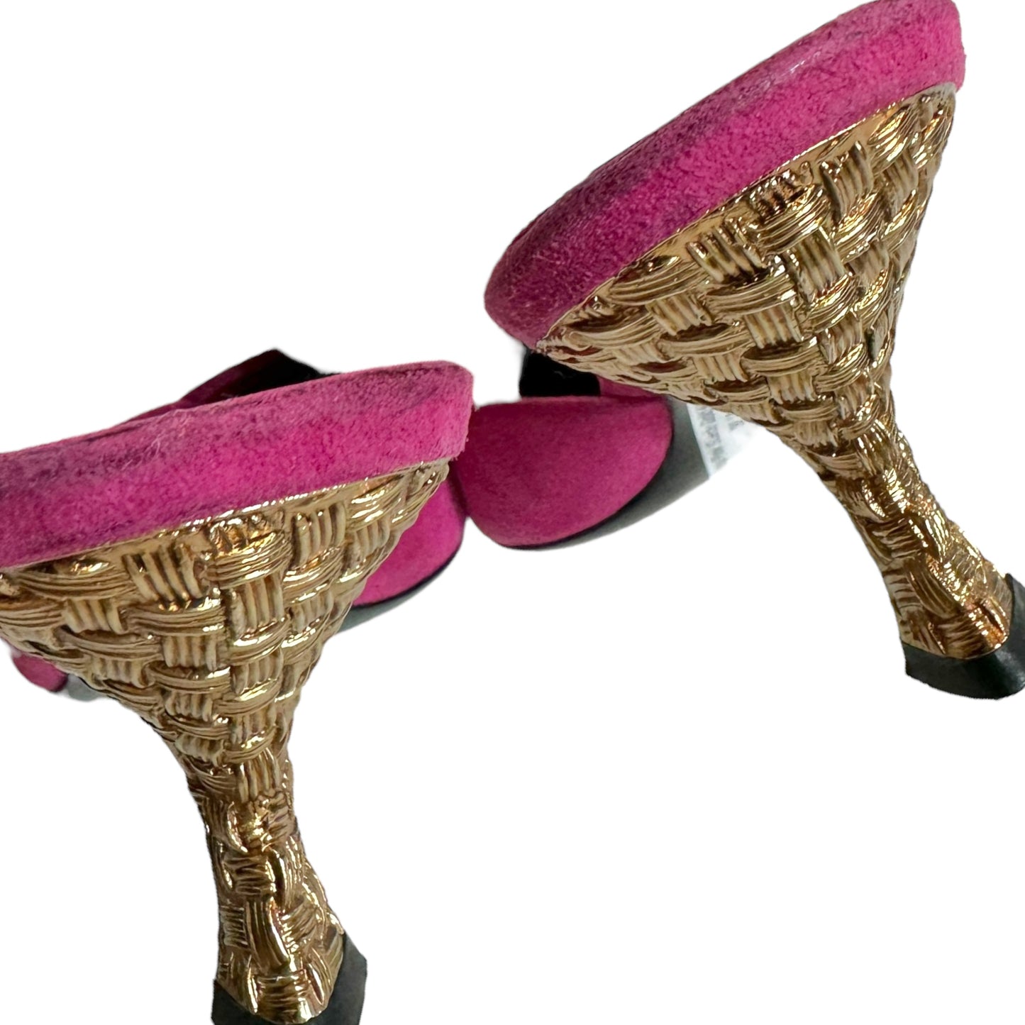 Prada Pink Suede Gold Kitten Heel Mules - Outfit Repeater