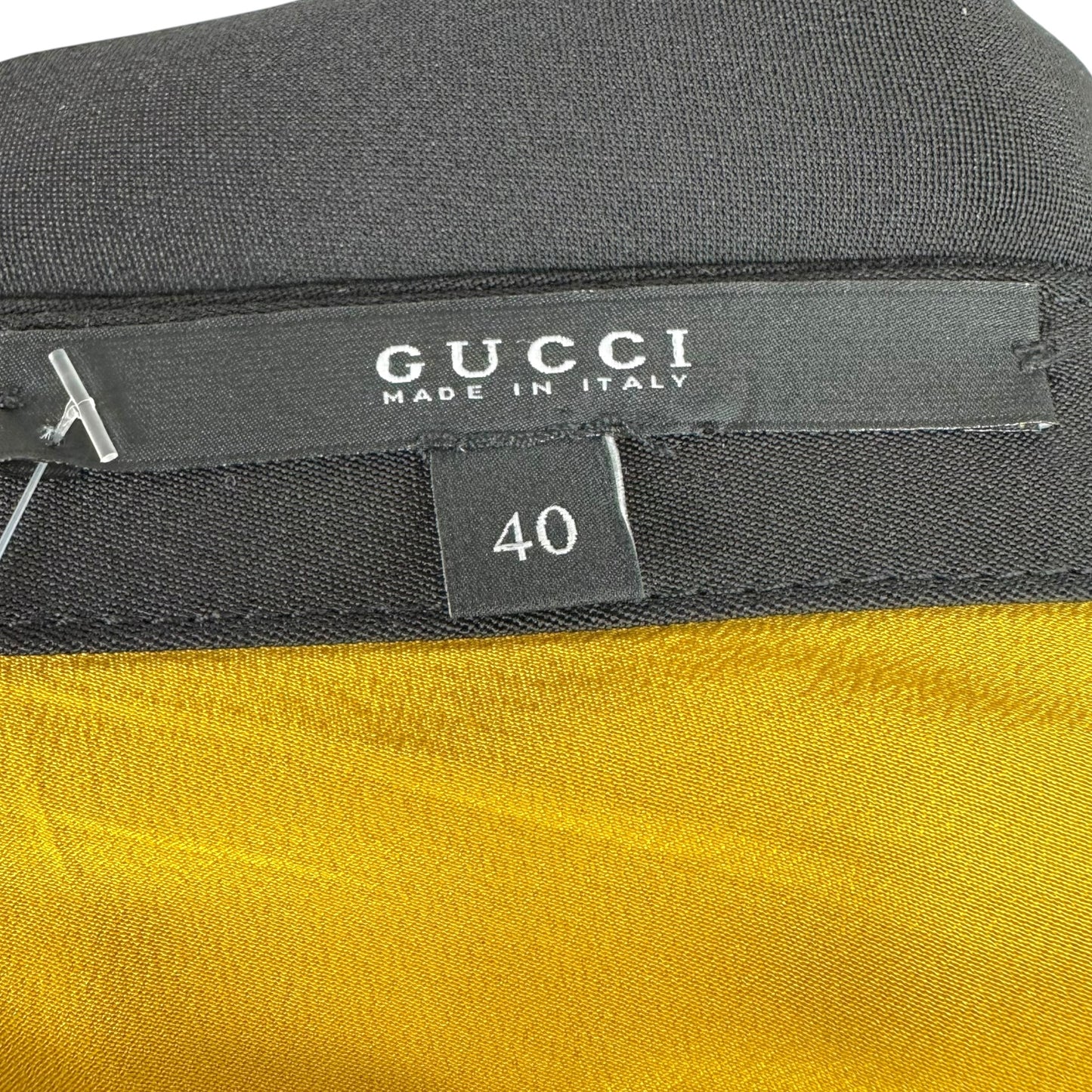 Gucci S/S 2008 Black & Yellow Silk Studded Horsebit One-Shoulder Gown