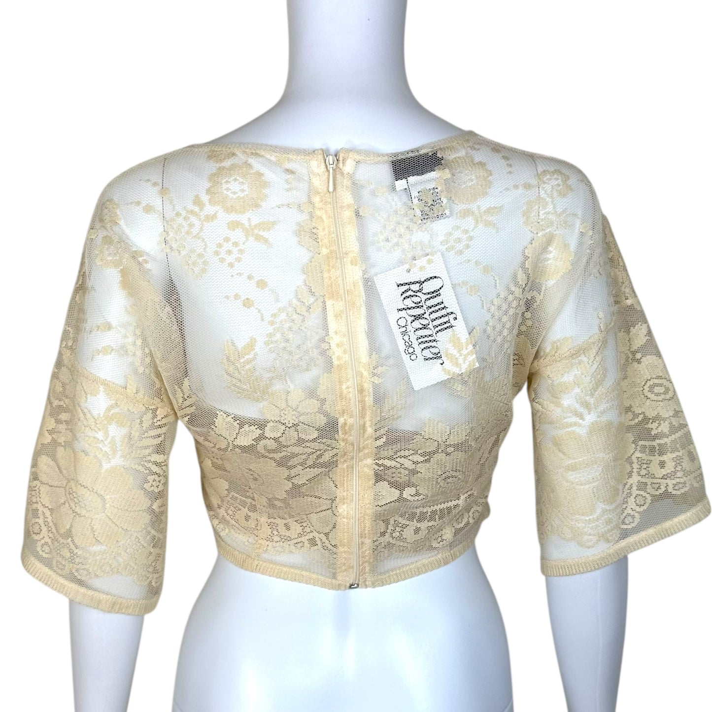 D&G Dolce & Gabbana 90's Ivory Lace Blouse & Bandeau Set