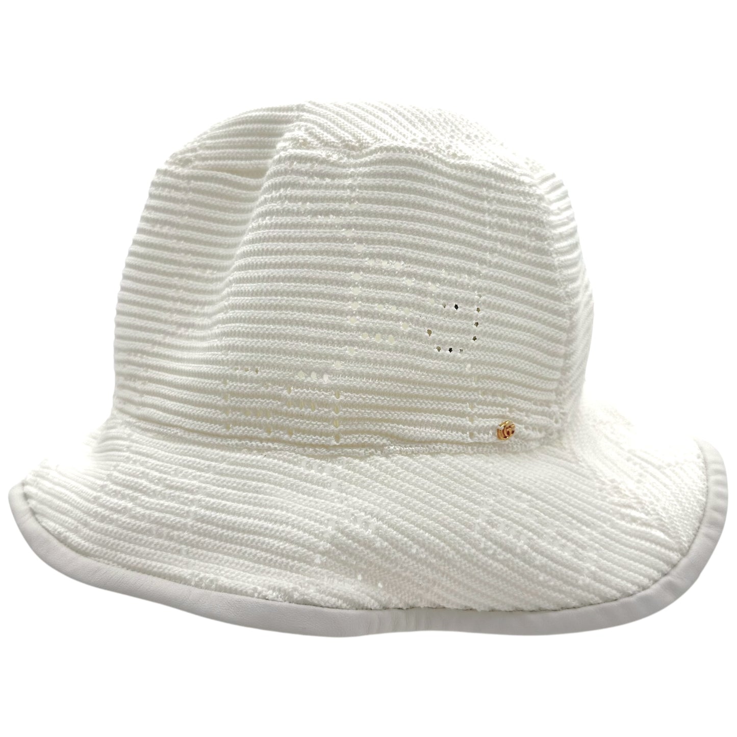 Gucci White Monogram Knit Bucket Hat