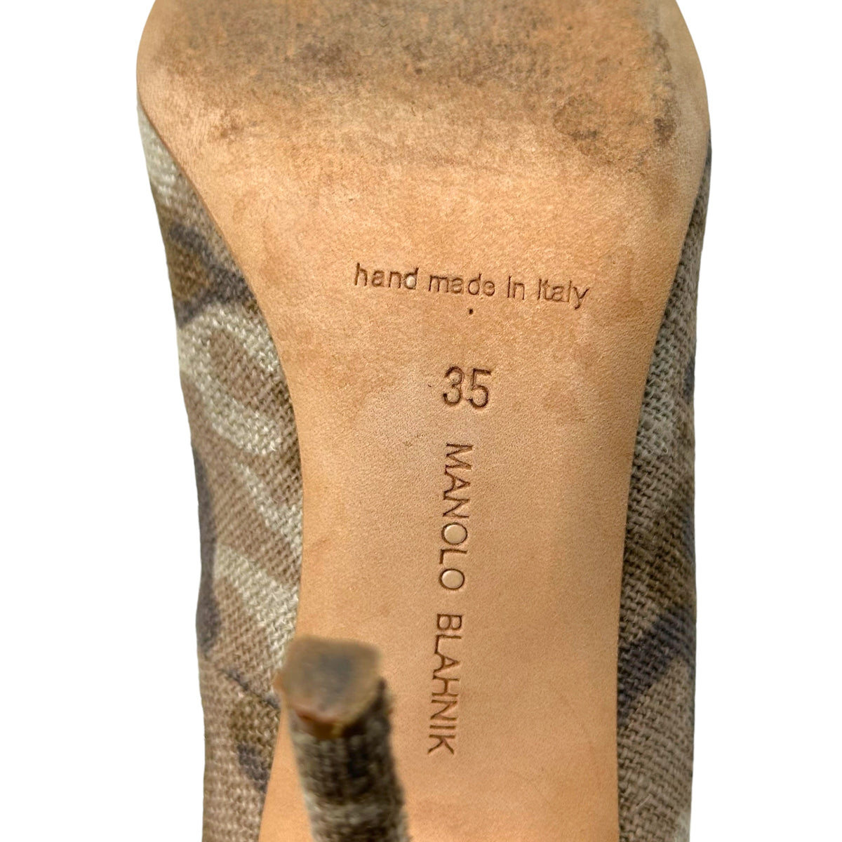 Manolo Blahnik Camo Print Linen Pointed Toe Pumps