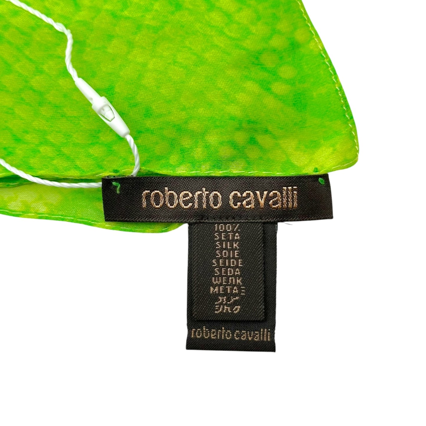 Roberto Cavalli Neon Green Snakeskin Silk Stole Scarf