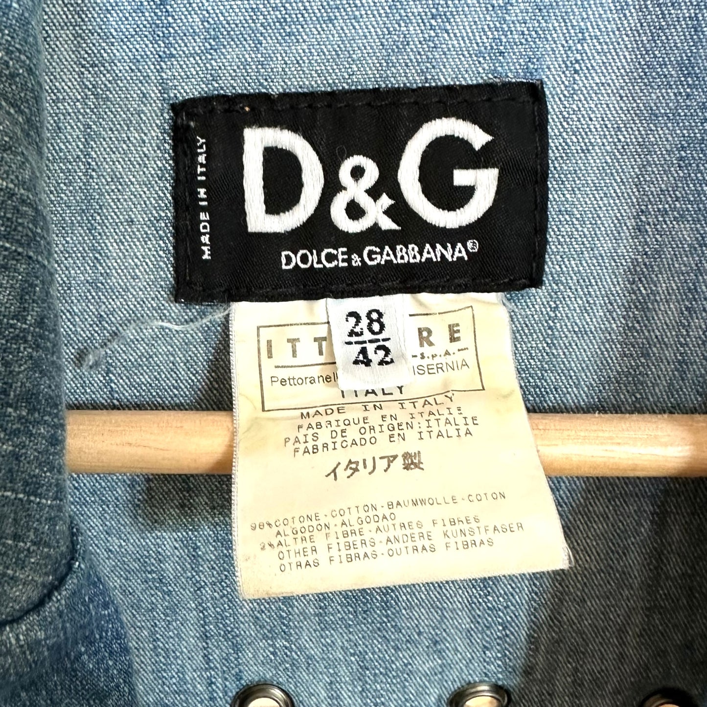 D&G Dolce & Gabbana Denim Rivet Embellished Blazer Jacket