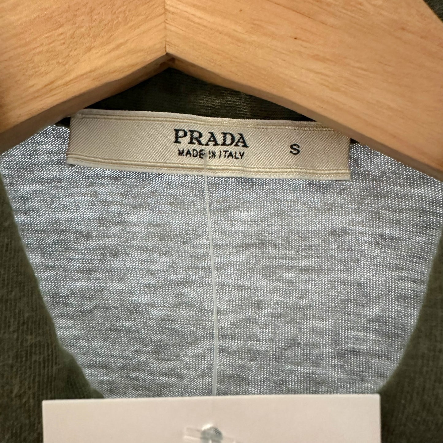 Prada Light Gray & Khaki Green Logo Polo