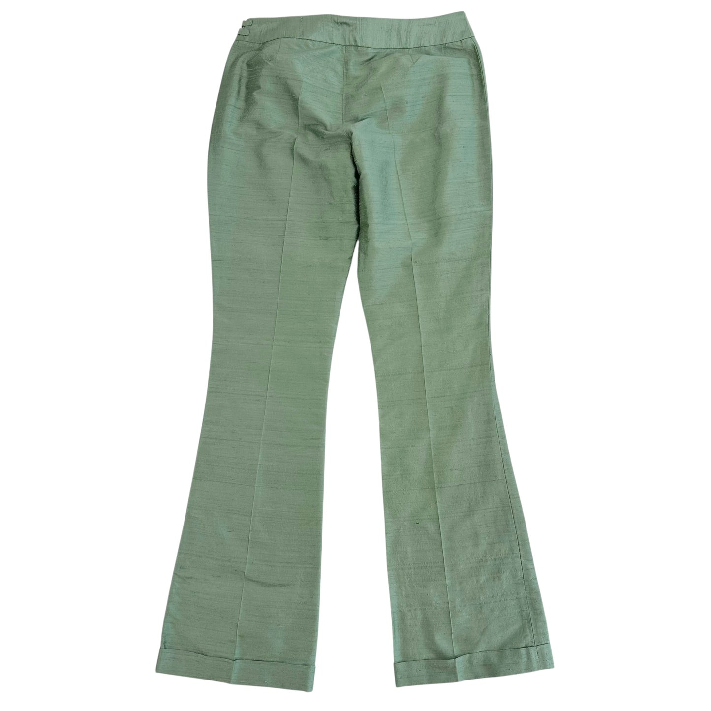 D&G Dolce & Gabbana Green Silk Belted Pants NEW