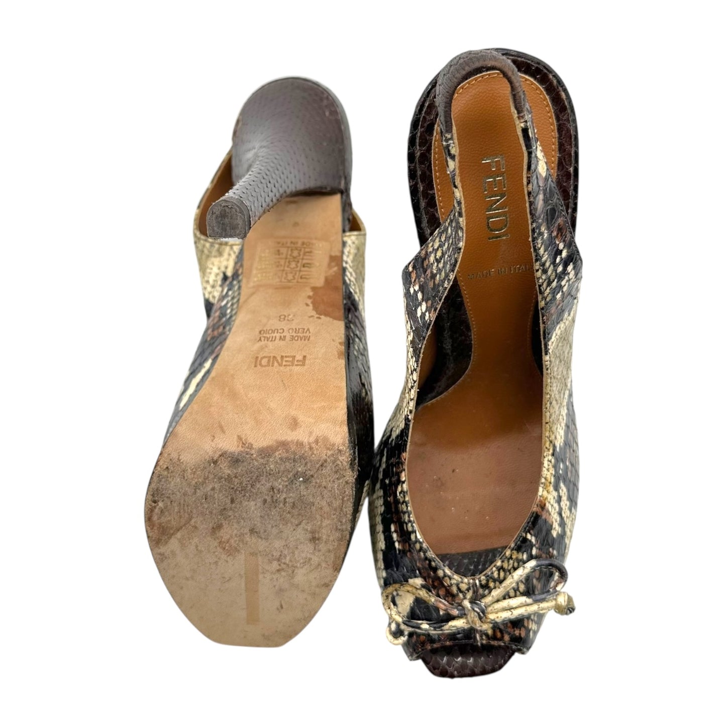 Fendi Python Peep-Toe Platform Heels