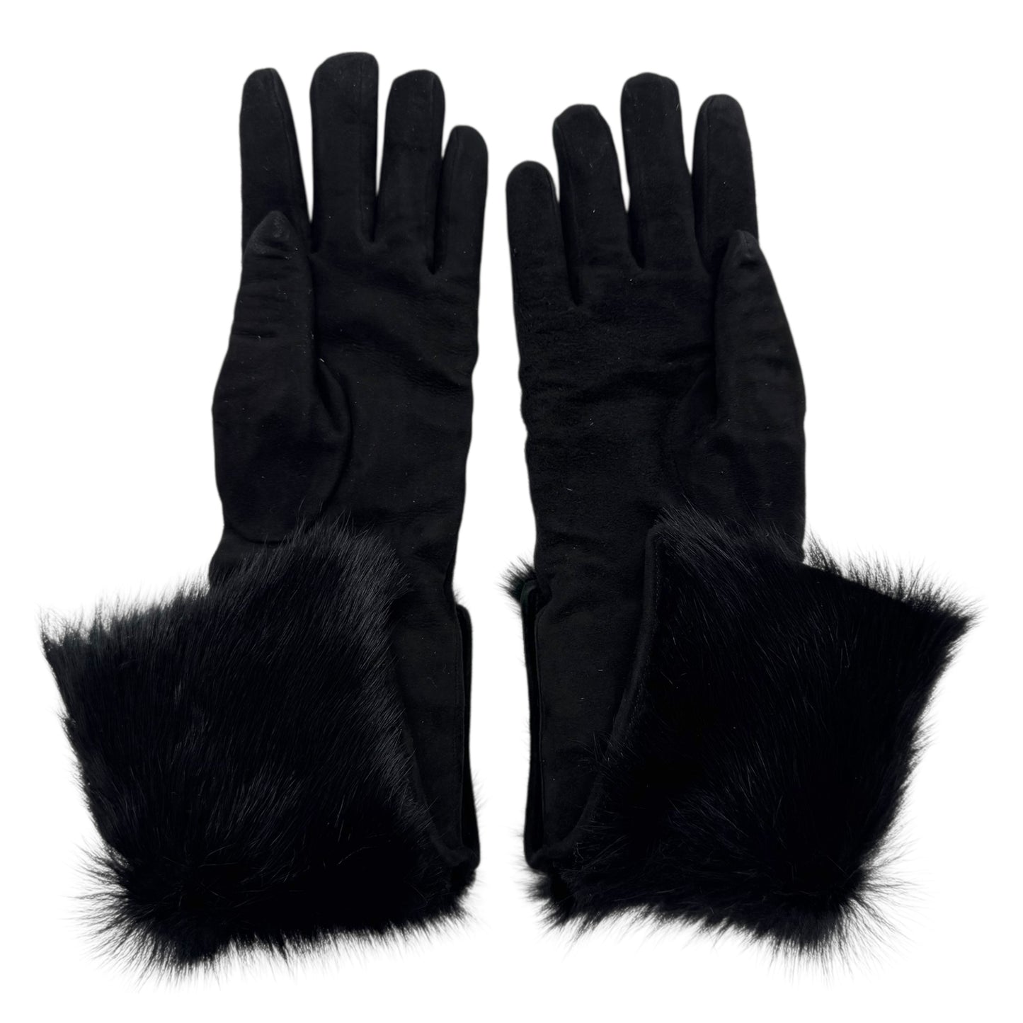 Dolce & Gabbana Black Fur Trim Sheepskin Gloves