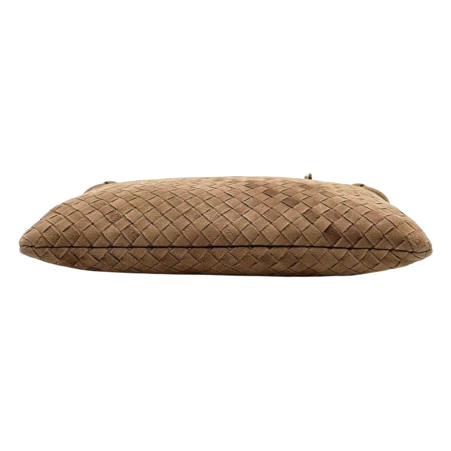 Bottega Veneta Light Brown Suede Intrecciato Pochette Bag