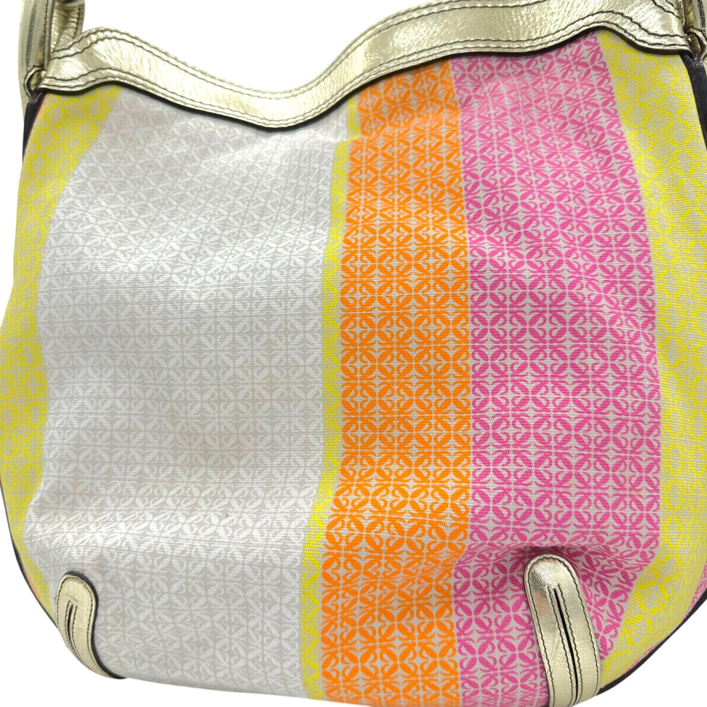 Loewe Gold & Multicolor Anagram Logo Hobo Bag