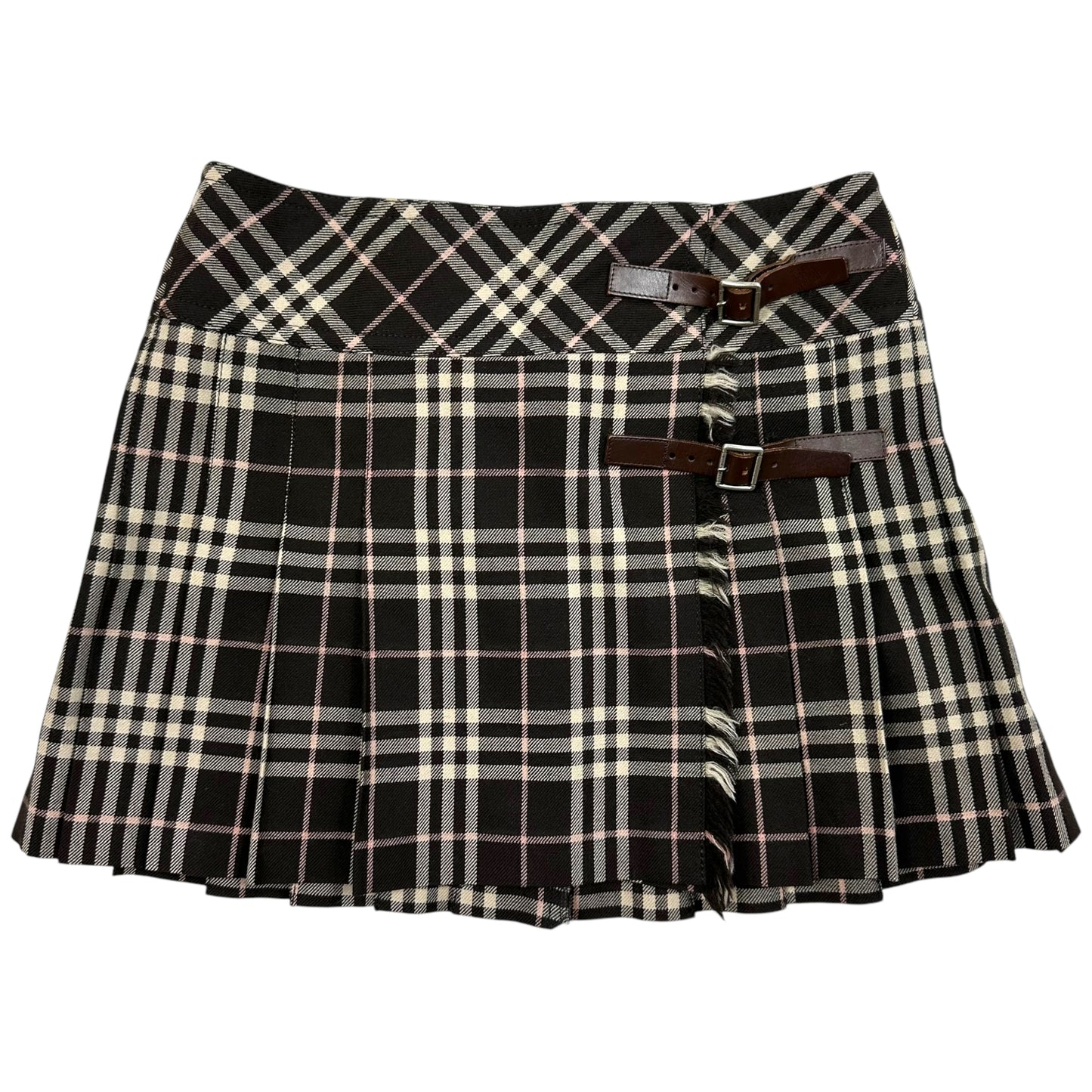 Burberry Blue Label Brown & Pink Plaid Pleated Mini Skirt - Outfit Repeater