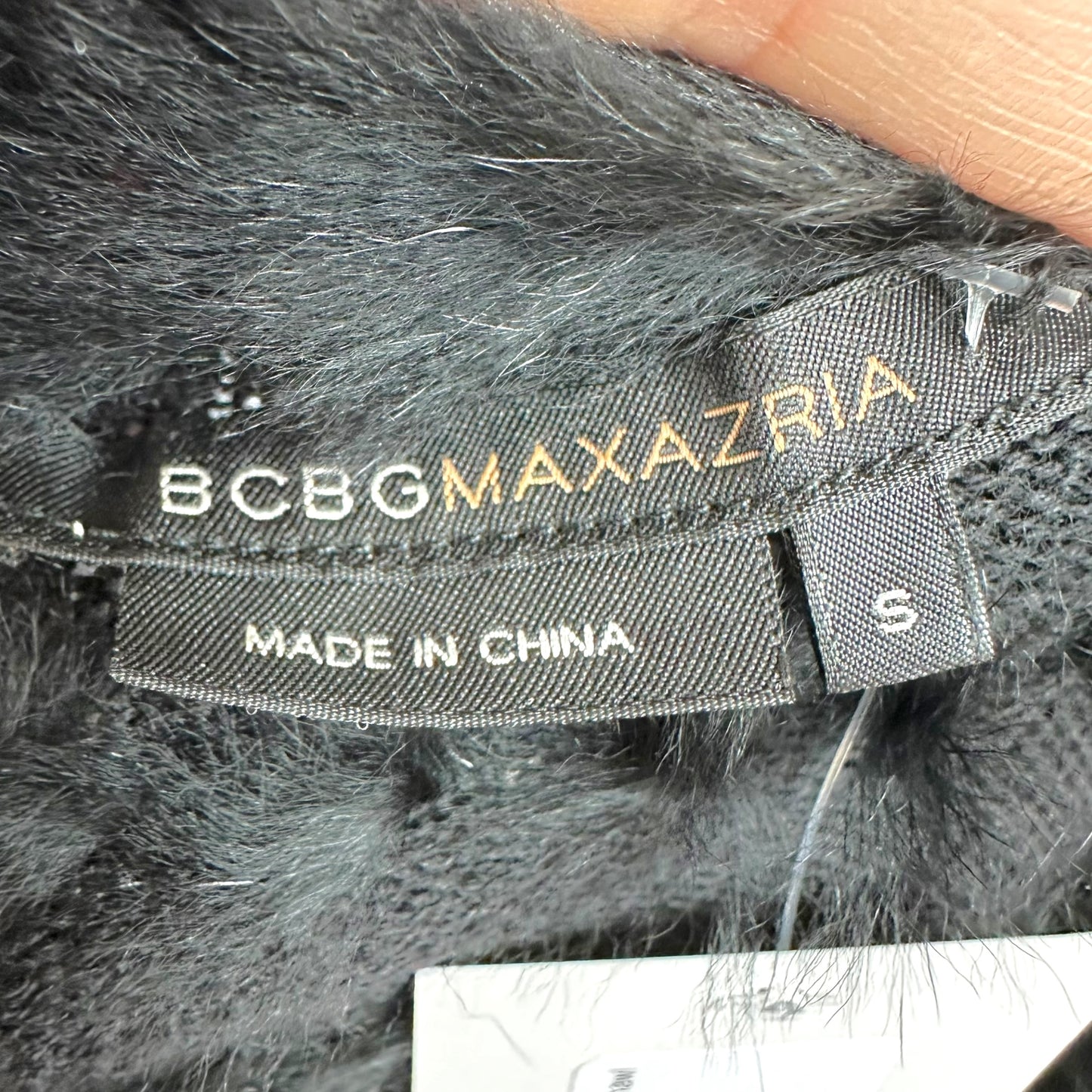 BCBGMaxAzria Black Rabbit Fur Poncho Shawl