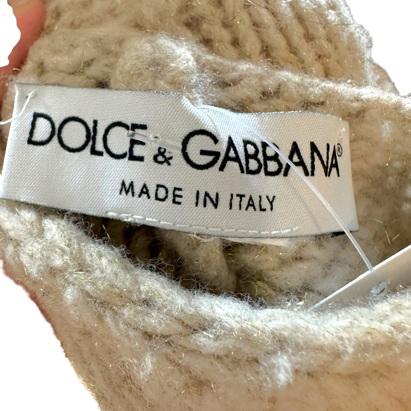 Dolce & Gabbana Oatmeal & Gold Knit Backless Sleeveless Turtleneck Top
