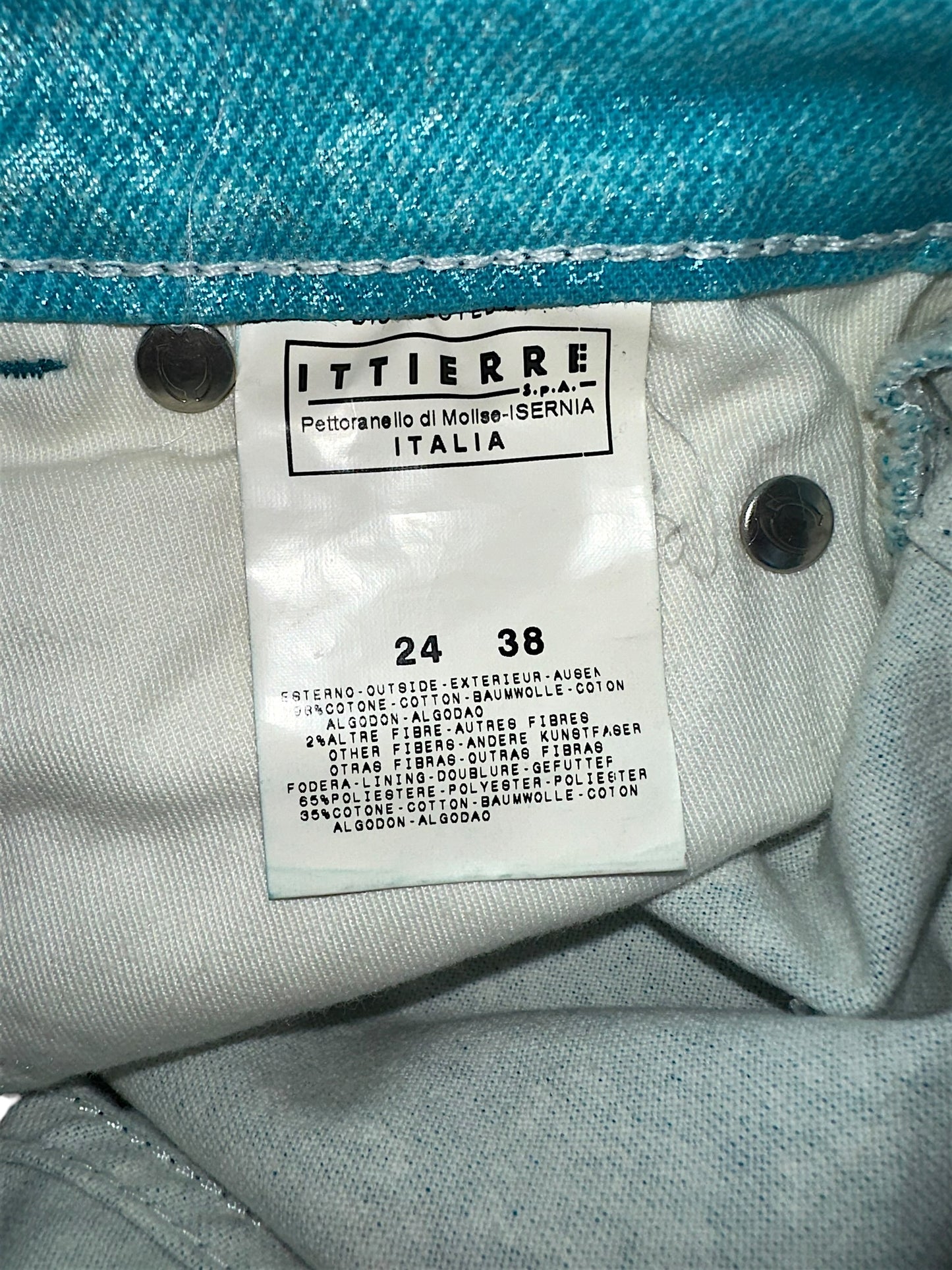 Just Cavalli Roberto Cavalli Teal Blue Snakeskin Print Jeans