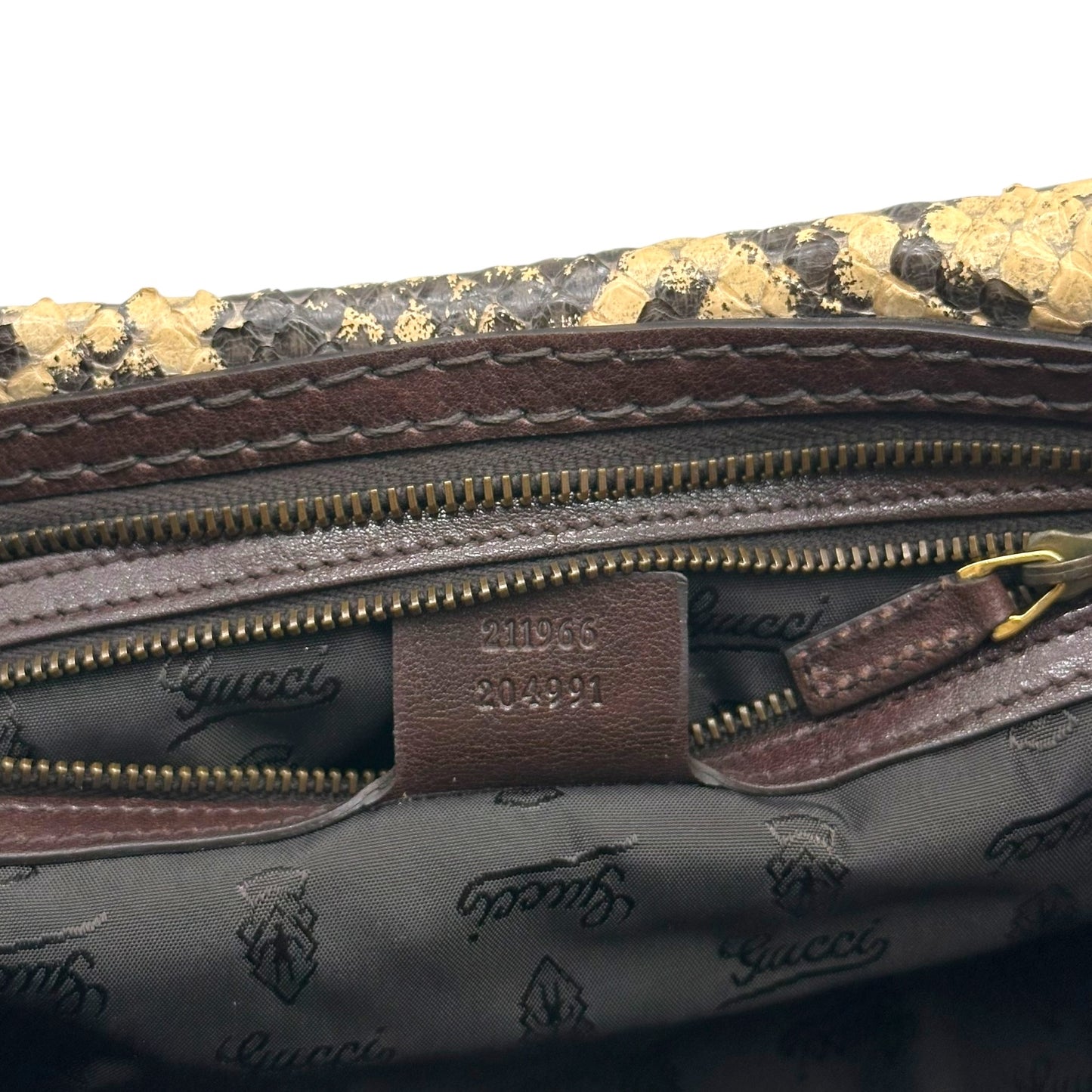 Gucci Brown & Cream Python Shoulder Bag NEW