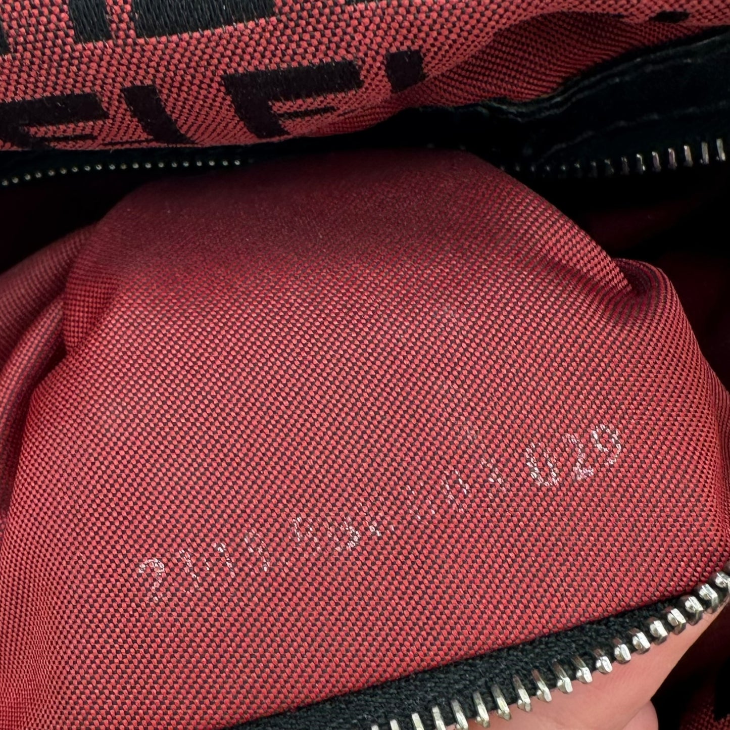 Fendi Red & Black Zucchino Mongram Fold-Over Baguette Bag - Outfit Repeater