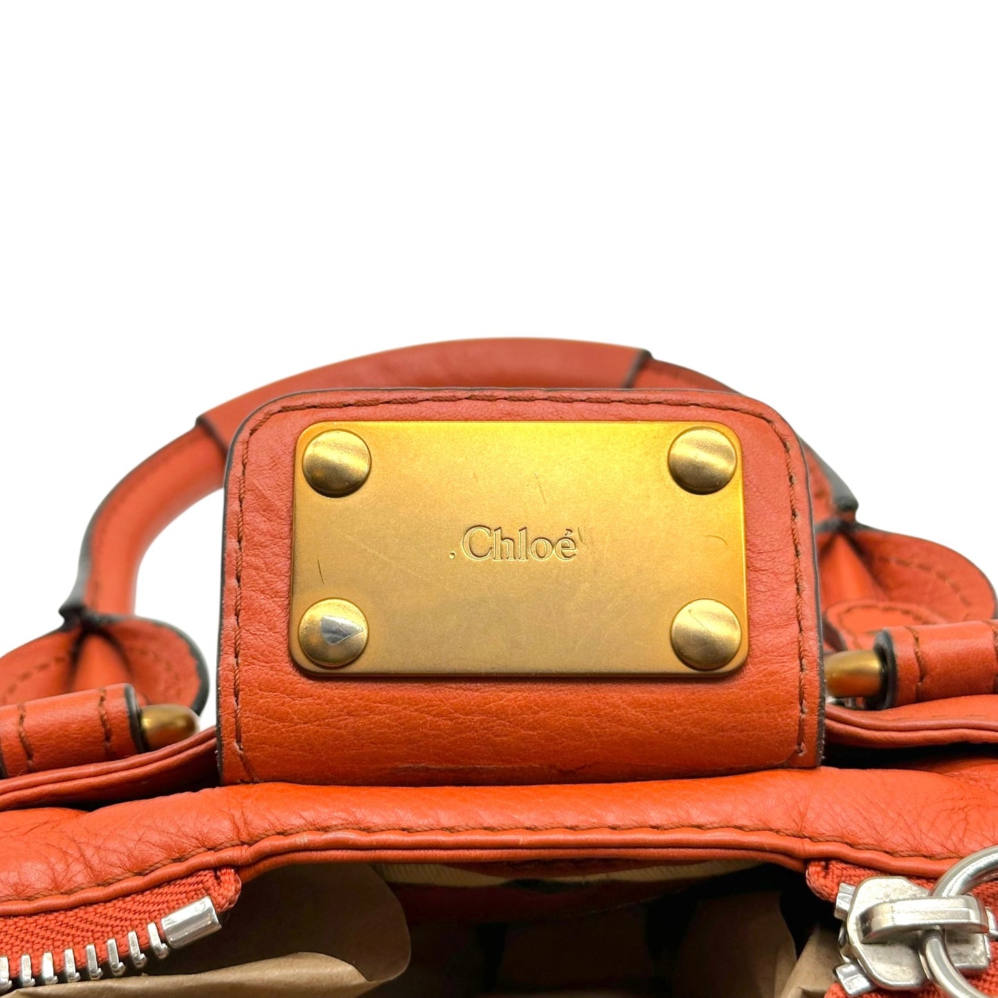 Chloé Terracota Orange & Gold Mini Paddington Shoulder Bag