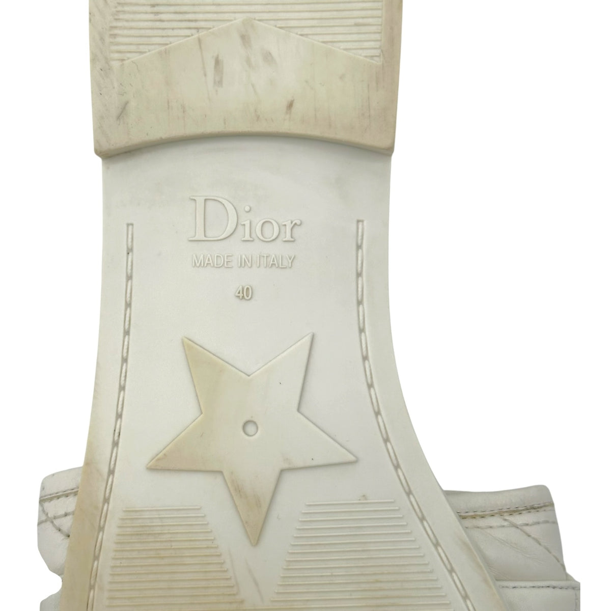 Christian Dior Ivory Cannage Leather Flat Slide Sandals