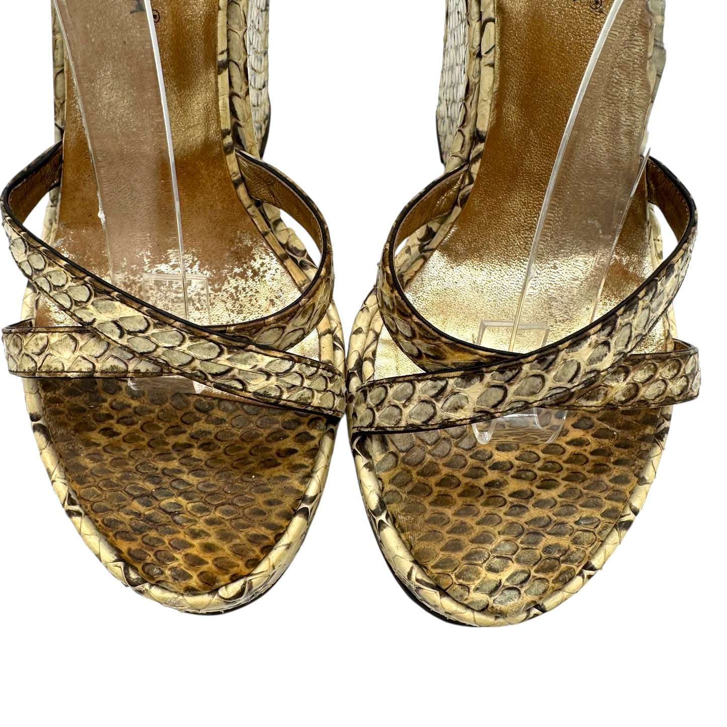 Dolce & Gabbana Ivory Snakeskin Wedge Sandals