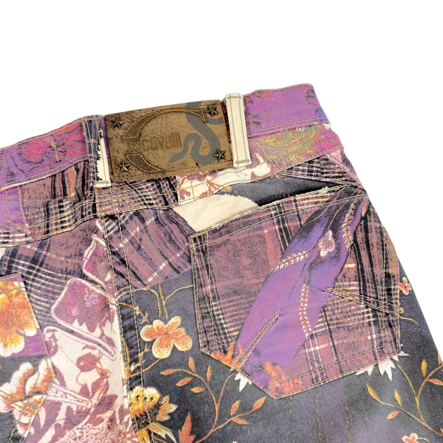 Just Cavalli Roberto Cavalli Purple Multi Plaid & Floral Print Jeans