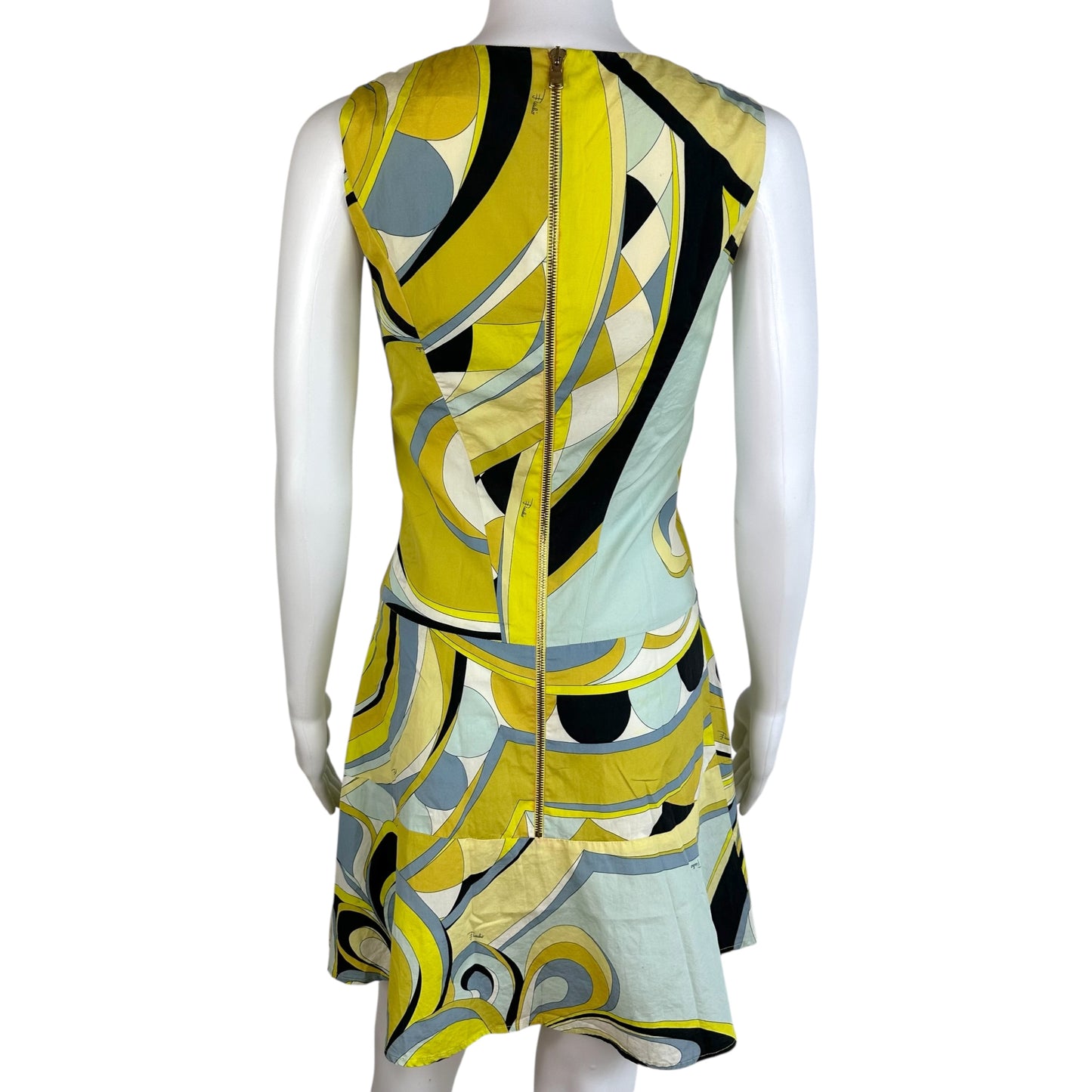 Emilio Pucci Blue & Green Printed Mini Dress