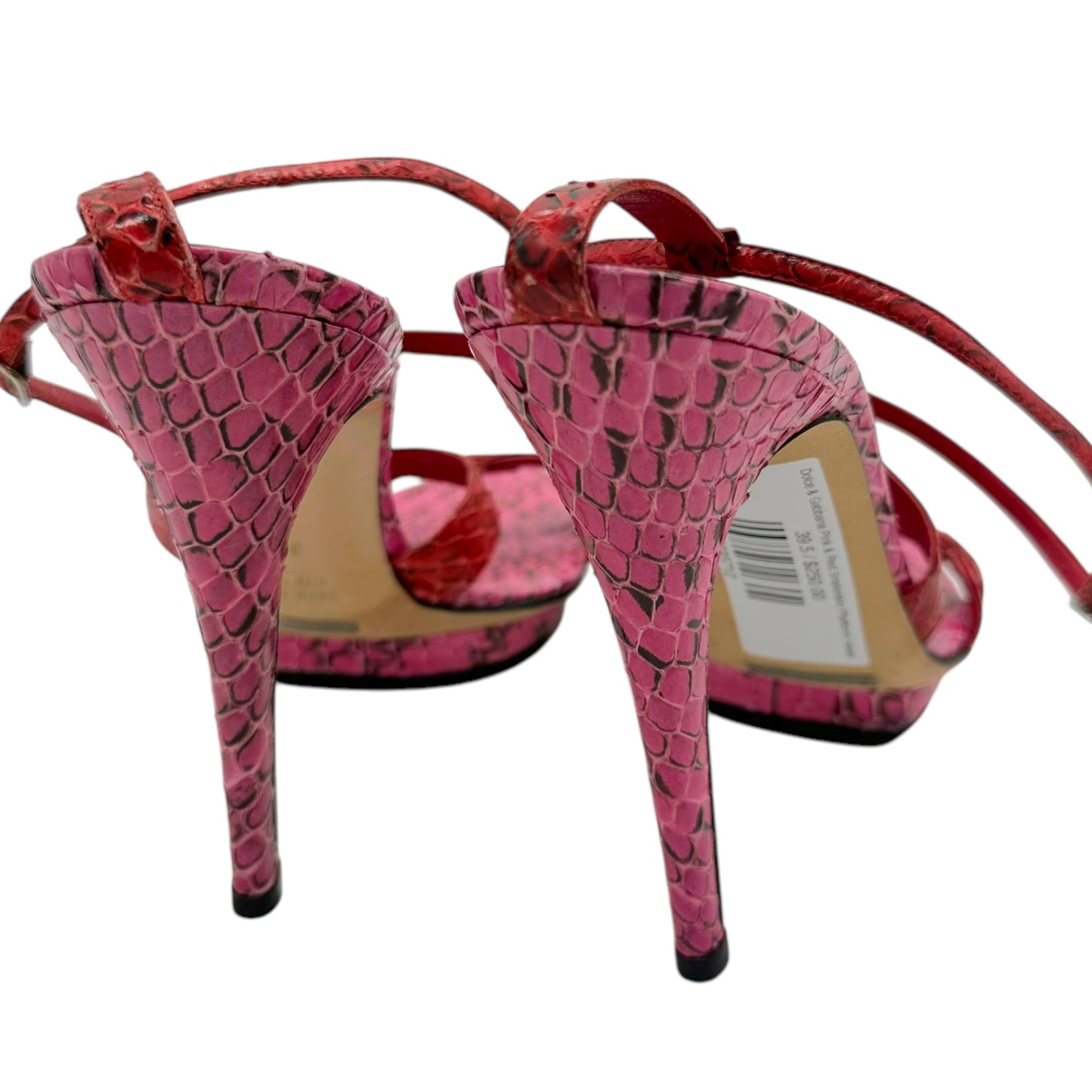 Dolce & Gabbana Pink & Red Snakeskin Platform Heels