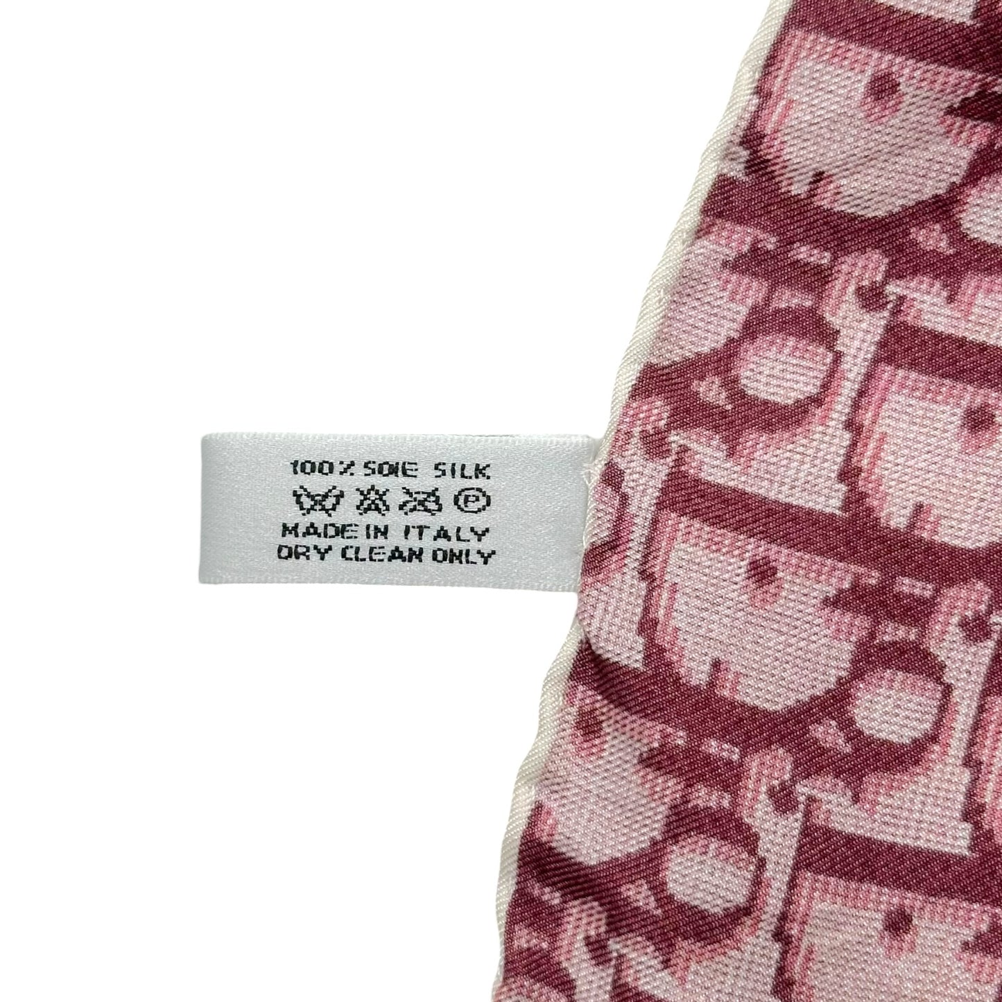 Christian Dior Pink & Burgundy Trotter Monogram Square Silk Scarf