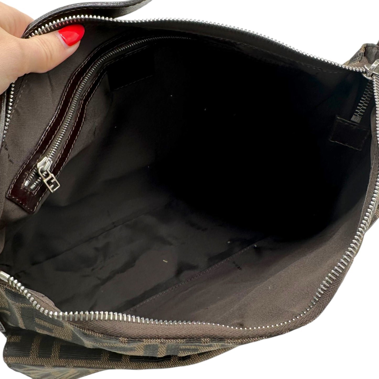 Fendi Brown Zucca Monogram XL Mama Baguette Bag - Outfit Repeater