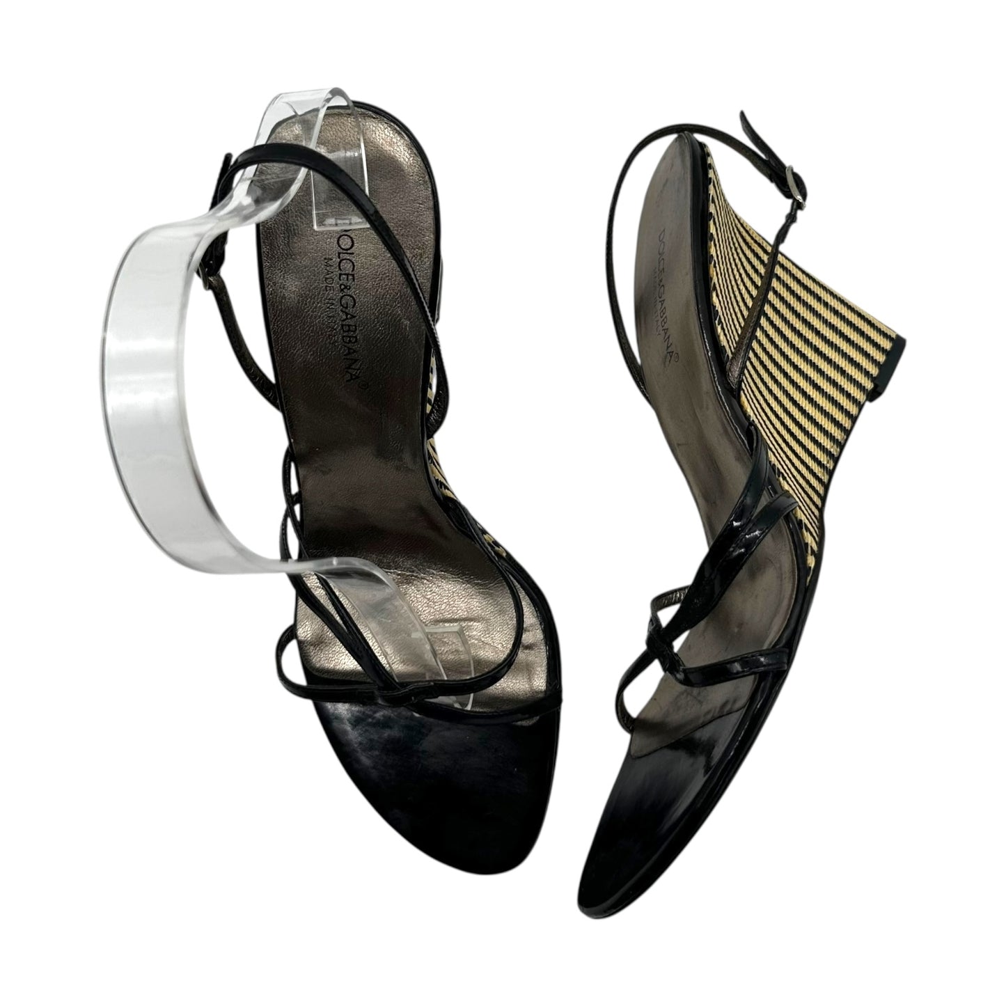 Dolce & Gabbana Striped Heel Wedge Sandals