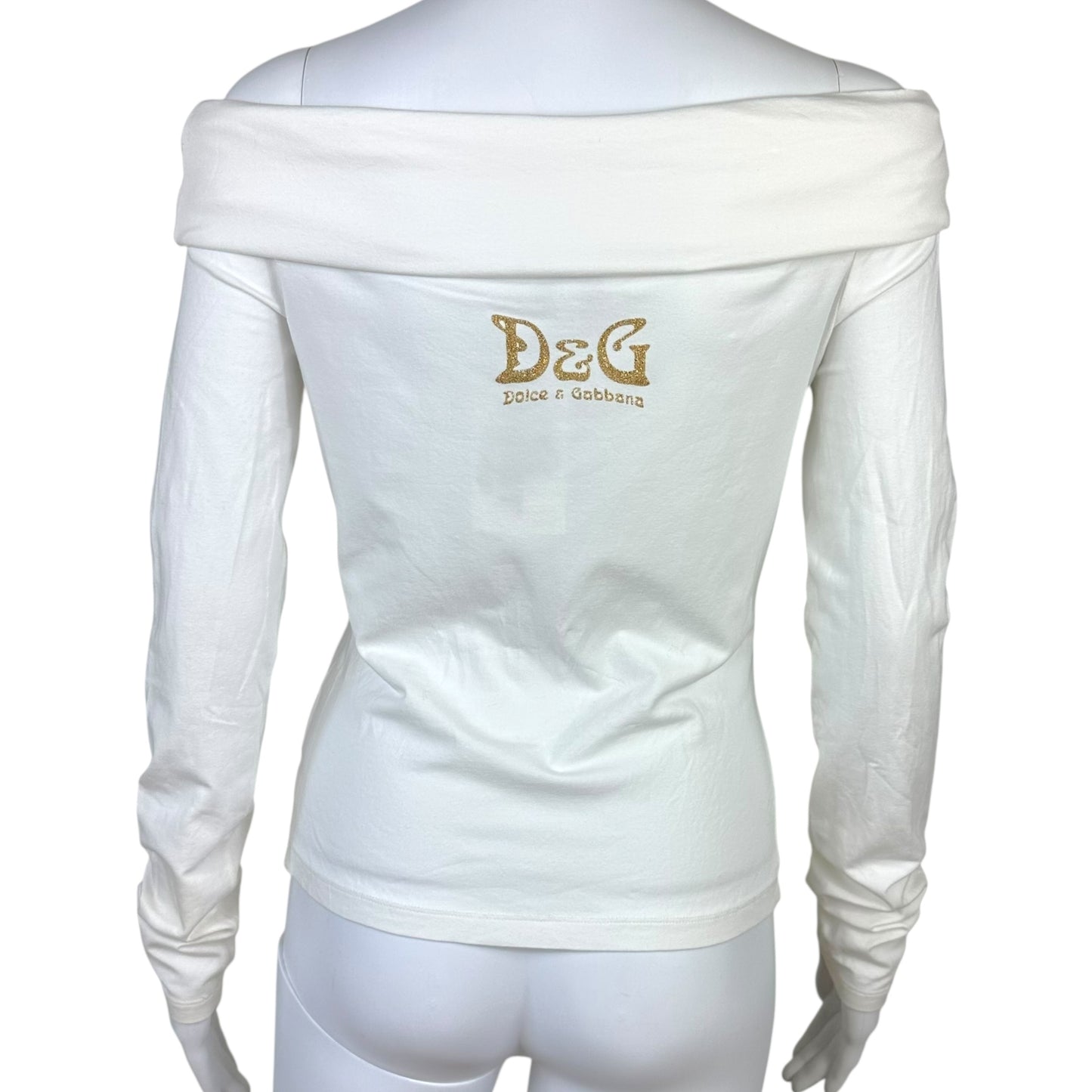 D&G Dolce & Gabbana 'I Want Stardom' Off Shoulder Graphic Tee
