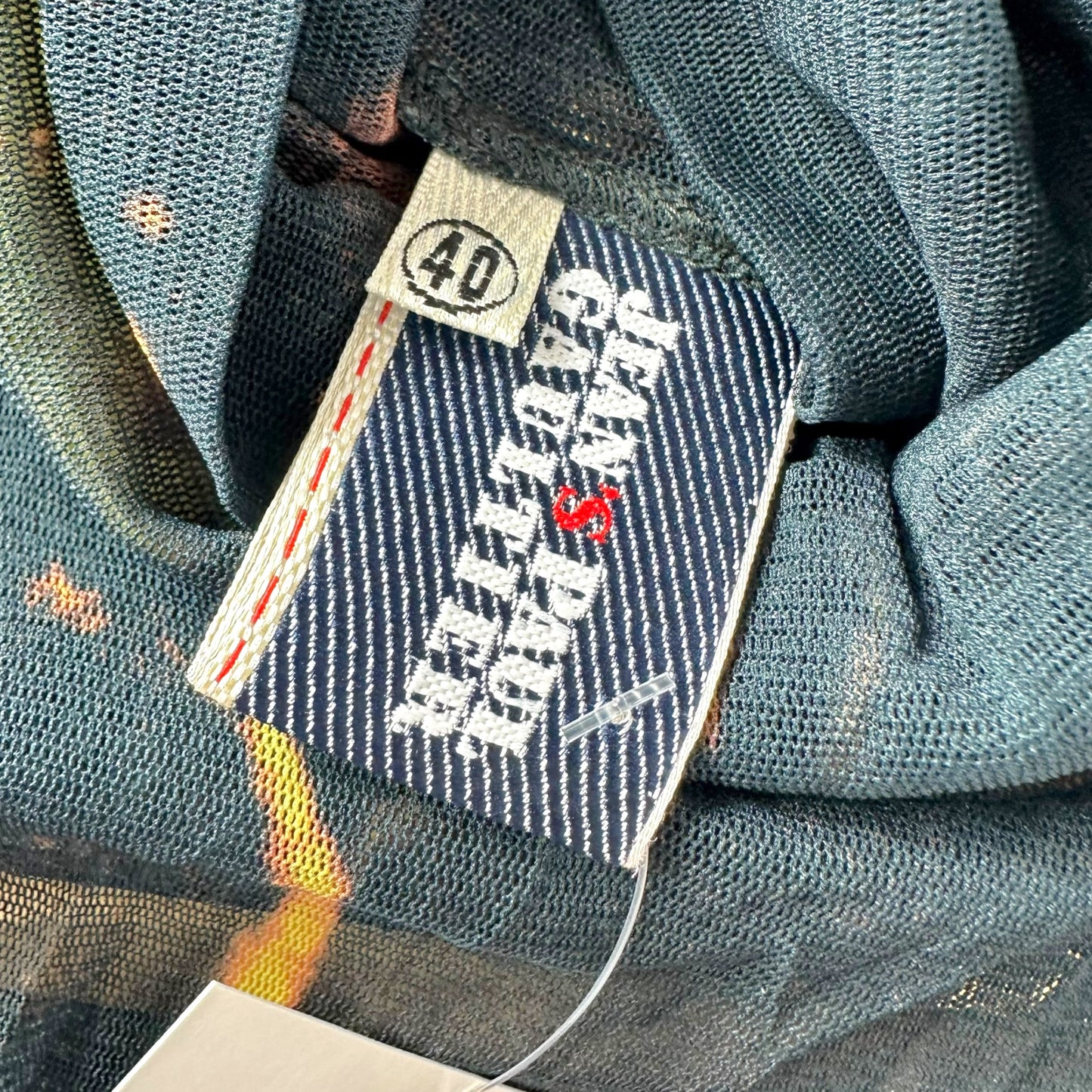 Jean Paul Gaultier Motorcycle Print Sleveless Mesh Turtleneck Top