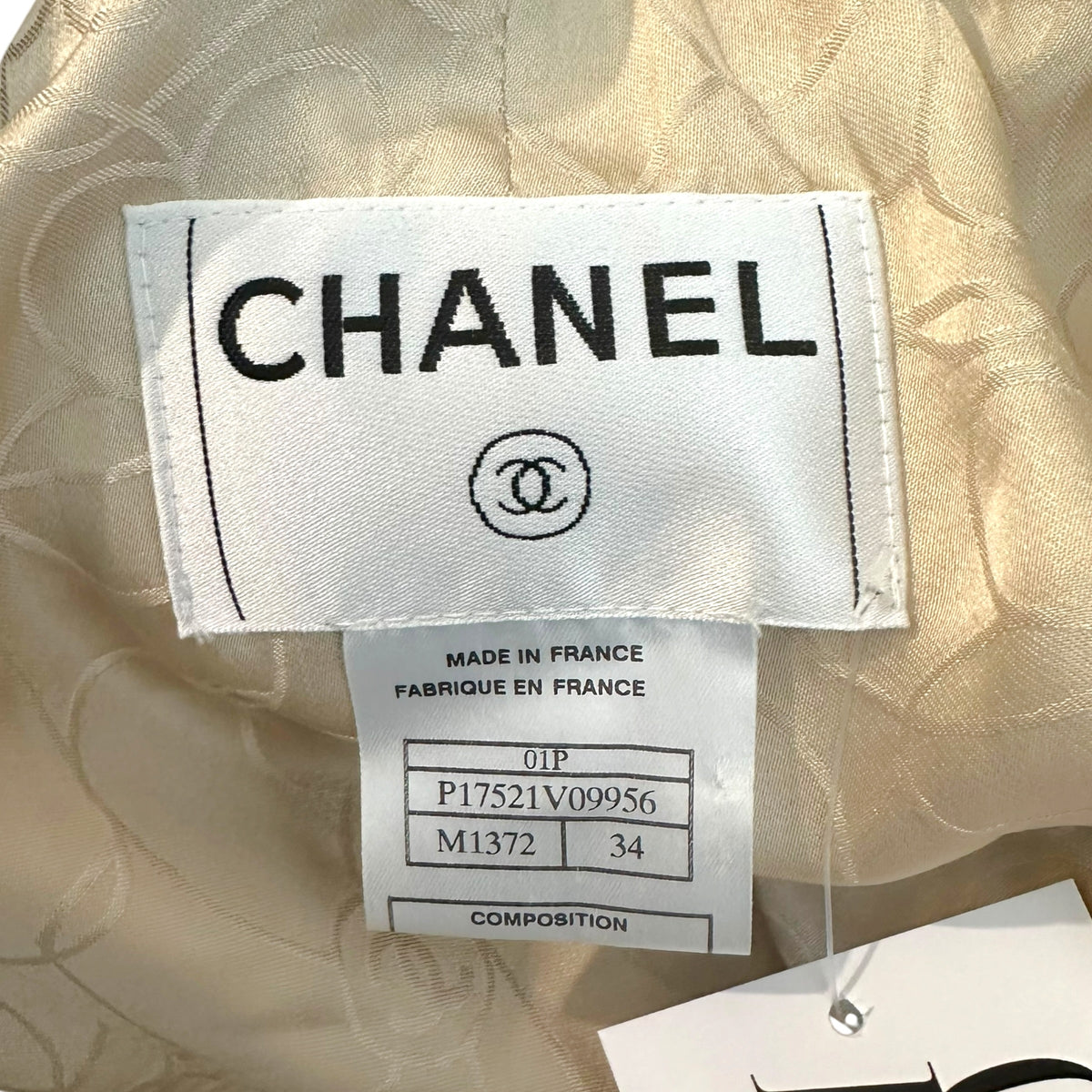 Chanel Tweed Vest Beige Ivory Gold Logo Button