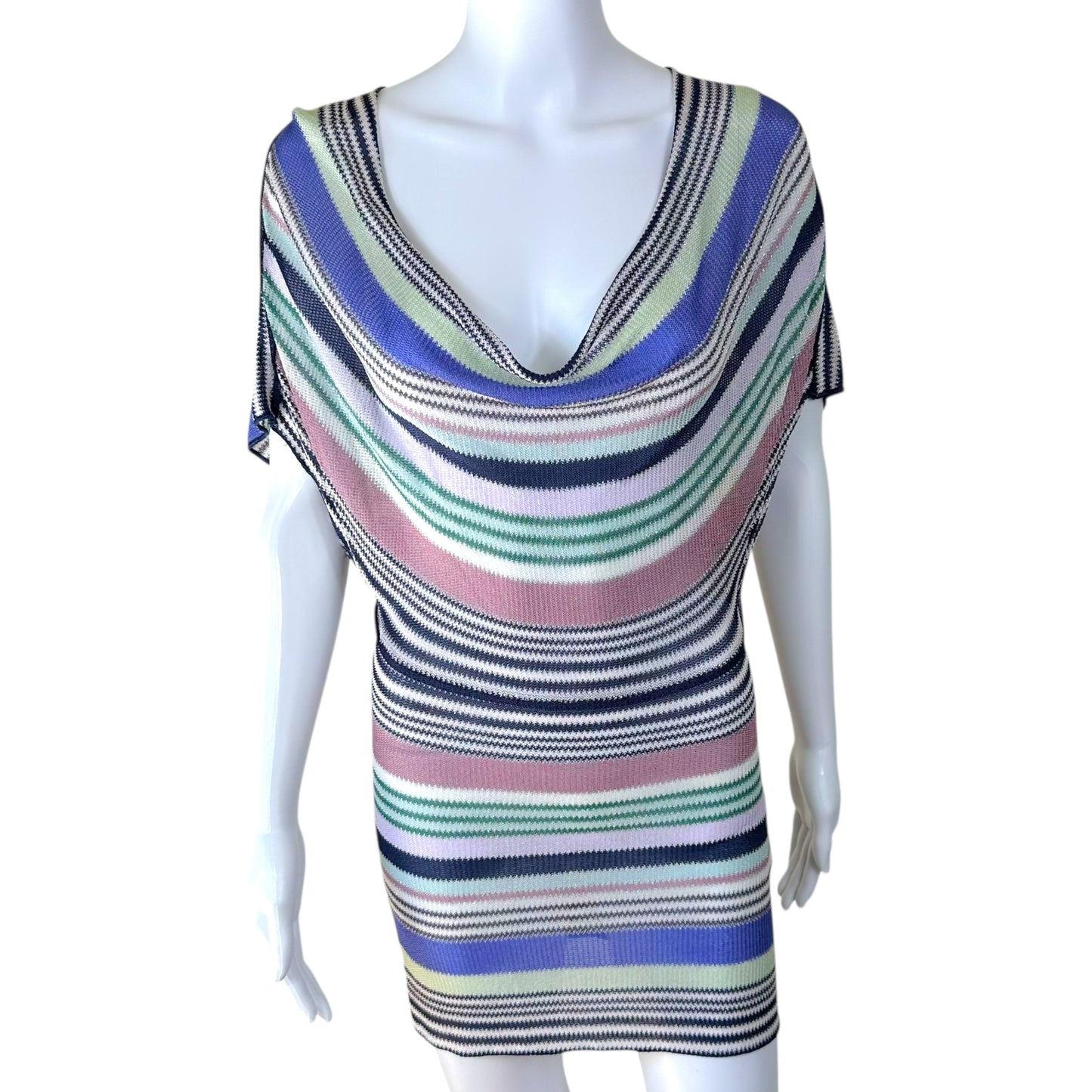 Missoni Blue & Purple Striped Knit Blouse Top