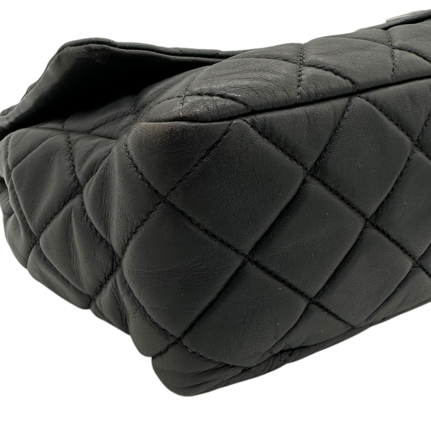 Chanel 2008 Gray Lambskin Jumbo Single Flap Bag